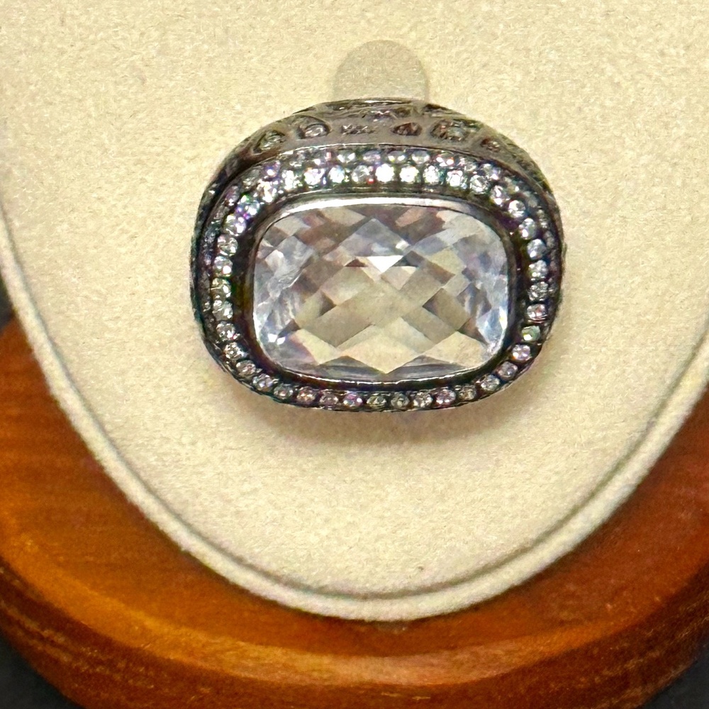 925 sterling silver, simulated diamond statement ring!